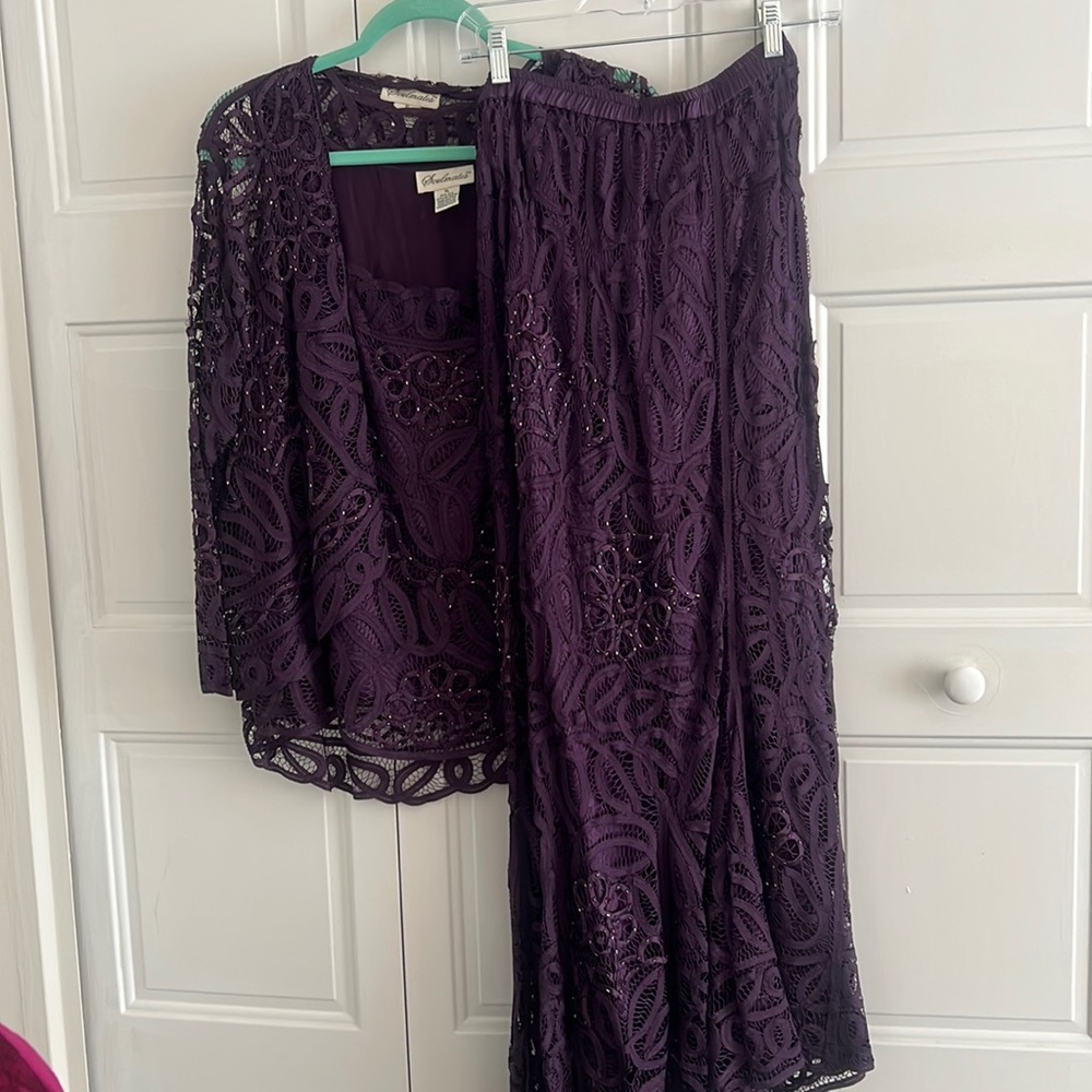 Deep Purple Beaded jacket, tank and maxi skirt